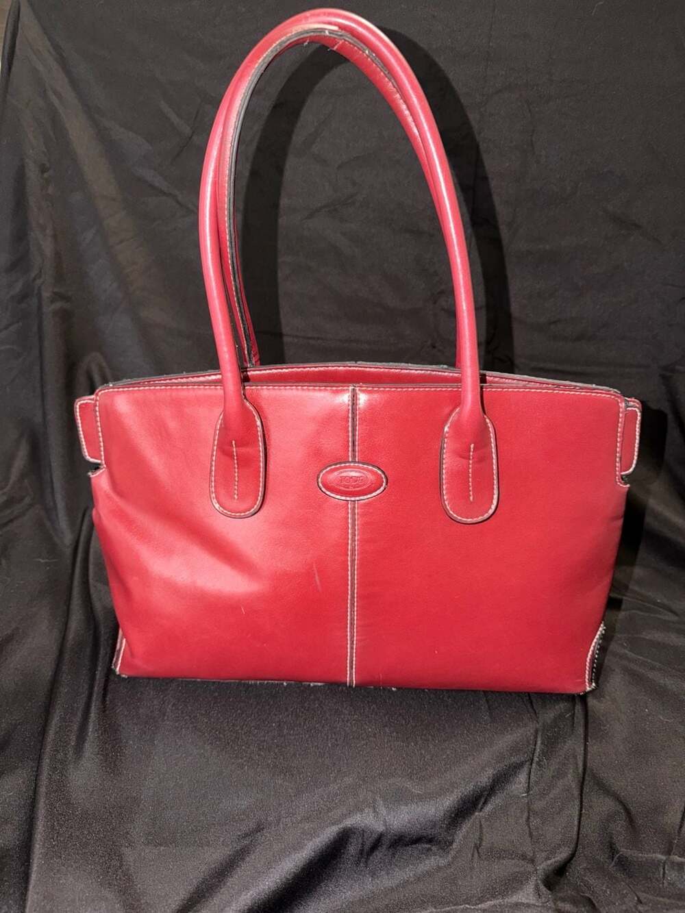 Tod's Red Leather Top Handle Bag